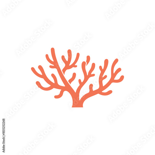 Stylized Coral Illustration on White Background Marine Life Concept.