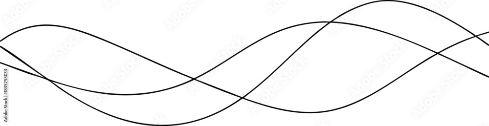 Fototapeta premium Abstract sine wave vector illustration simple curved lines for background design isolated on white