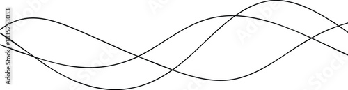 Abstract sine wave vector illustration simple curved lines for background design isolated on white