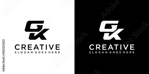 GK or KG initial letter logo design vector.