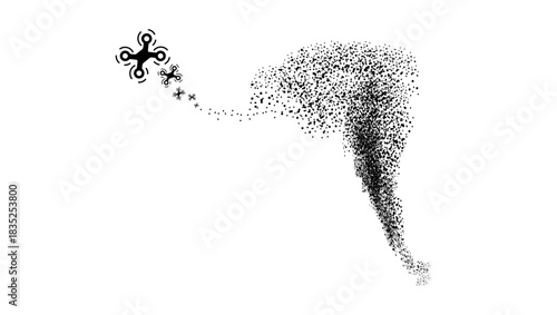 swarms of drones, black isolated silhouette