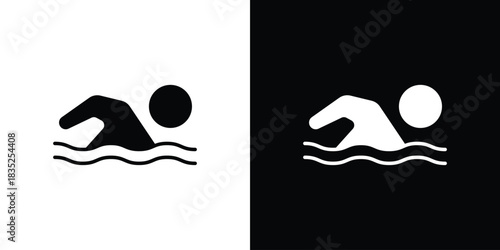Swimmer icons pictogram. Vector isolated shape in modern doodle style.