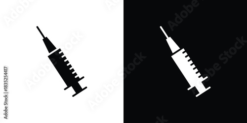 Syringe icons pictogram. Vector isolated shape in modern doodle style.