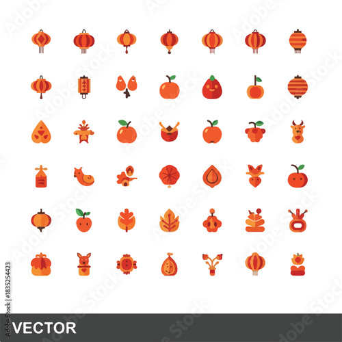 Collection of Traditional Chinese Lanterns and Festive Ornaments, Symbolizing Good Fortune and Celebrations