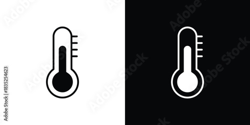 Temperature icons pictogram. Vector isolated shape in modern doodle style.