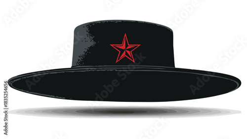 Stylish Black Hat with Red Star Vector Illustration for Trendy Fashionistas