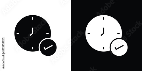 Time check icons pictogram. Vector isolated shape in modern doodle style.