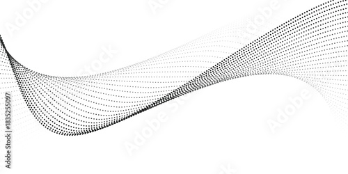 Elegant dotted waves. Abstract wave shapes, wave effects, dotted gradient textures, isolated vector symbol set. Halftone graphics, wave dots. Dotted halftone waves, abstract creative shapes.