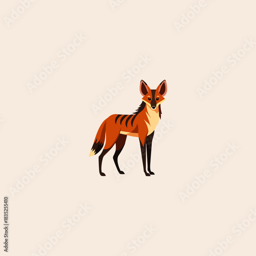 Maned Wolf icon flat vector design.