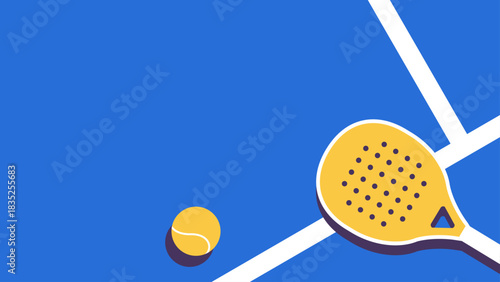 Padel tournament vector banner. Padel padel court illustrations with copy space.