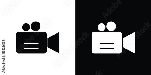 Video camera icons pictogram. Vector isolated shape in modern doodle style.