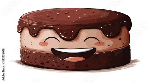 Smiling Chocolate Cake Character with Eyes and Face Decoration