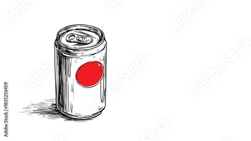 Red-labeled can vector with outline for product branding and packaging design