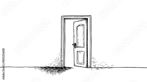 Unique Door Drawing with Quirky Message - Creative Concept Illustration
