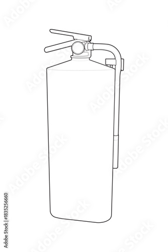 Vector fire extinguisher outline illustration. Emergency safety equipment for fire protection, warning sign, building safety, industrial hazard and rescue concept. EPS editable design.
