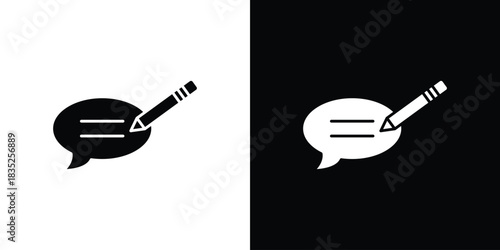 Write comment icons pictogram. Vector isolated shape in modern doodle style.