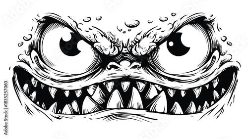 Monstrous Creature with Unique Face and Eyes Vector Illustration