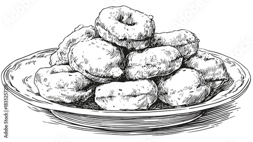 Delicious Fried Donuts on Table Vector Illustration for Food Lovers