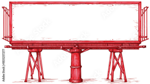 Vibrant Red Billboard with Vector Red Frame Illustration for Marketing Advertisement