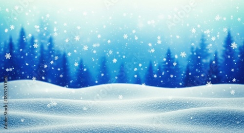 Wallpaper Mural Magical Winter Landscape Background with Heavy Falling Snow and Blurred Blue Pine Trees Torontodigital.ca