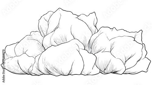 Elegant Vector Drawing of Puffs on White Background for Design Projects