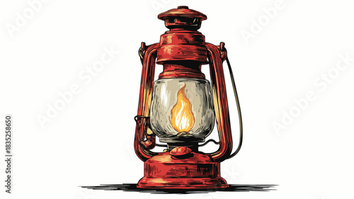 Elegant Lantern with Illuminating Flame Vector Illustration on White Background