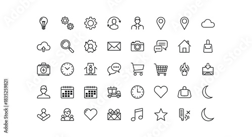 Set of thin line icon collection for user interface design