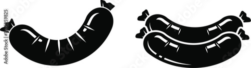 Two black sausage illustrations on a white background for food designs