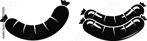 Simple black and white sausage illustration for butcher shops and food products