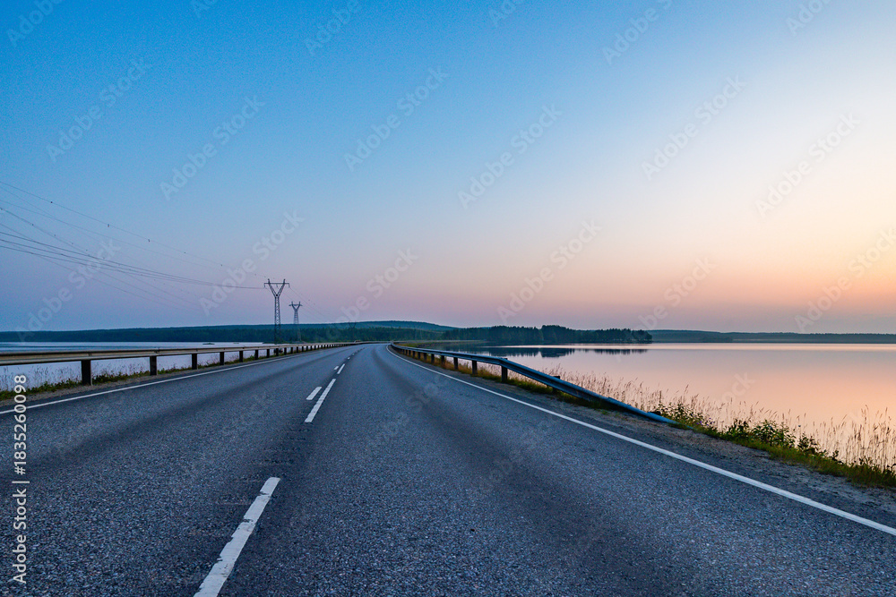Fototapeta premium sunset over the lake