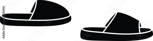 Simple black and white slippers illustration for summer or casual wear