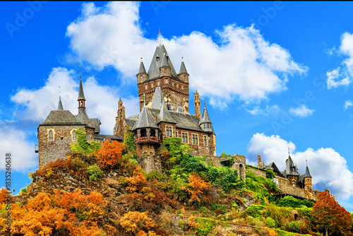 Cochem Castle, also known as Reichsburg Cochem, is a majestic medieval castle overlooking the town of Cochem on the Moselle River in Germany.