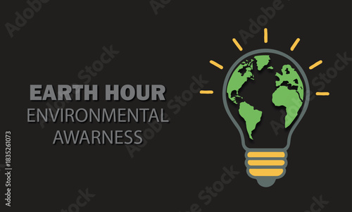 Earth Hour Poster Banner Cover Design, Save Energy, Climate Change, Sustainability, Eco Awareness, Environmental Protection, Global Event, Renewable Energy, Green Planet, Climate Action