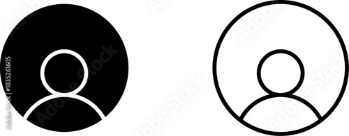 User Profile Icon Set in Black and White Outline for Social Media and Account Settings