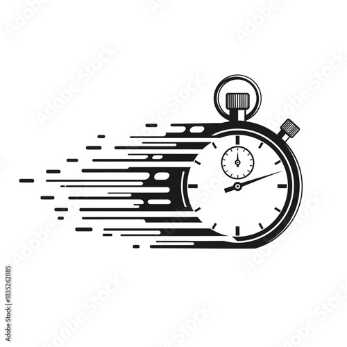 a stopwatch with motion lines on the left side