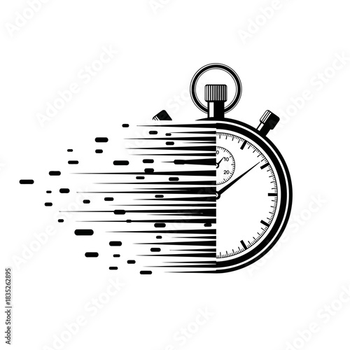a stopwatch with motion lines on the left side