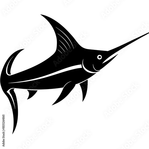 Swordfish Black Silhouette Marine Animal Icon