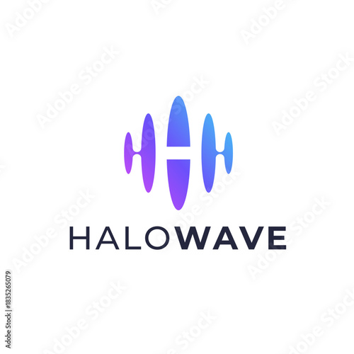 Modern logo forming letter H and sound waves vector file