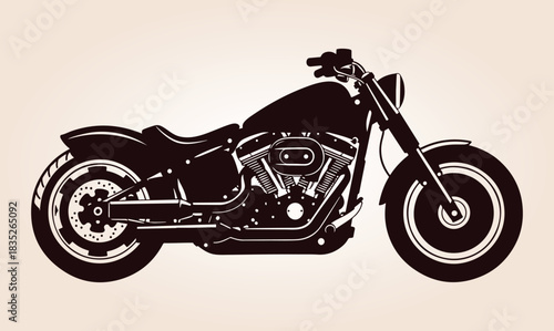 Motorcycle Vector Silhouette, Classic Silhouette Of A Motorcycle, Vintage Cruiser Motorcycle, Vintage Motorcycle Vector Silhouette, Motorcycle Silhouette.