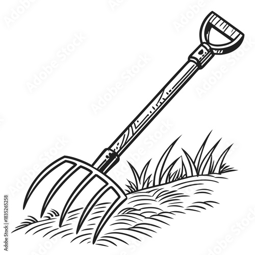 hand drawn vector illustration of a shovel