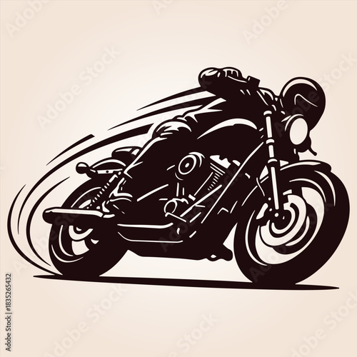 Motorcycle Vector Silhouette, Classic Silhouette Of A Motorcycle, Vintage Cruiser Motorcycle, Vintage Motorcycle Vector Silhouette, Motorcycle Silhouette.