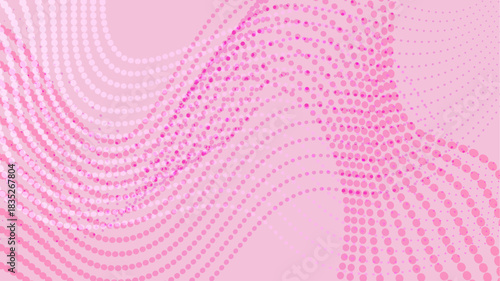 ドットの曲線とピンクの背景イラスト