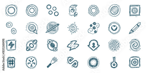 Artistic drawings and sketching vector design for digital content creation with line art elements in a hand-drawn style with modern design.