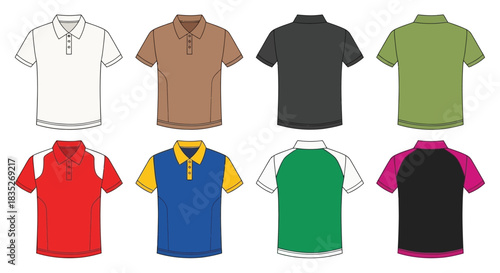 Variety of colorful polo shirts displayed in a flat lay arrangement
