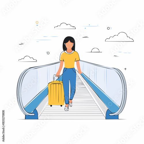 Businesswoman Airport Travel Vector Illustration