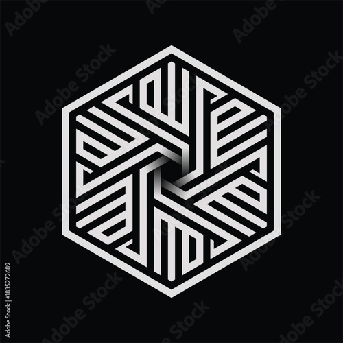 Arabic calligraphy of the name of Allah (God) in hexagon shape.