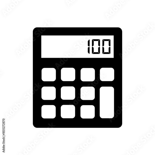 Calculator Icon with Hundred Display, Symbol of Finance