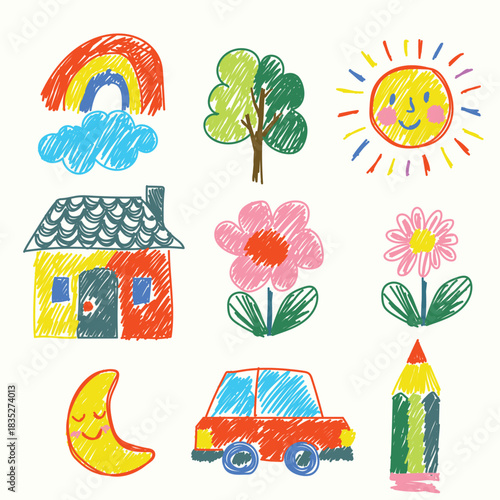 Set of cute hand drawn doodle elements. Vector illustration
