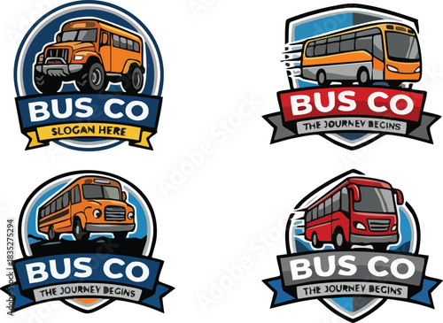 Set of bus logos