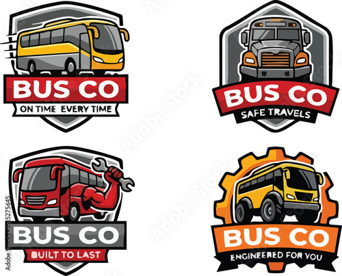 set of school bus icons